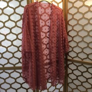 Pink Mauve Pom Sheer Kimono One Size
